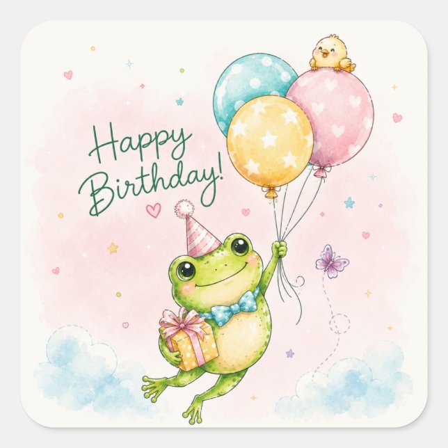 Jolis autocollants d'anniversaire à l'aquarelle |  (Devant)
