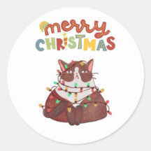 jolis autocollants ronds classiques de Noël avec u
