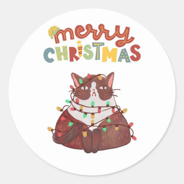 jolis autocollants ronds classiques de Noël avec u (Devant)