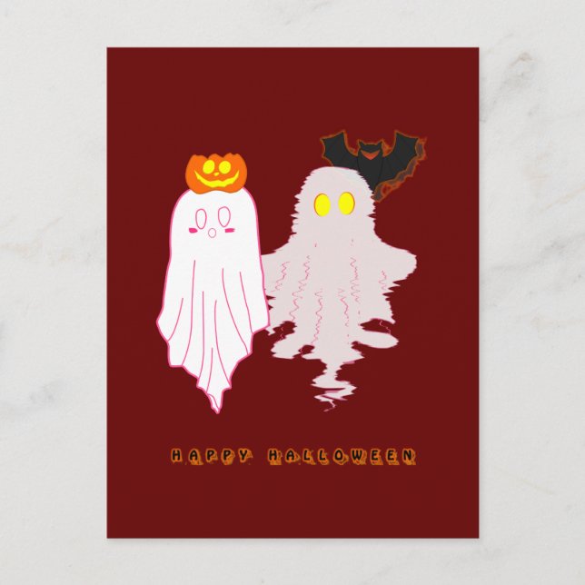 Jolis bébés fantômes carte de vœux Halloween (Devant)