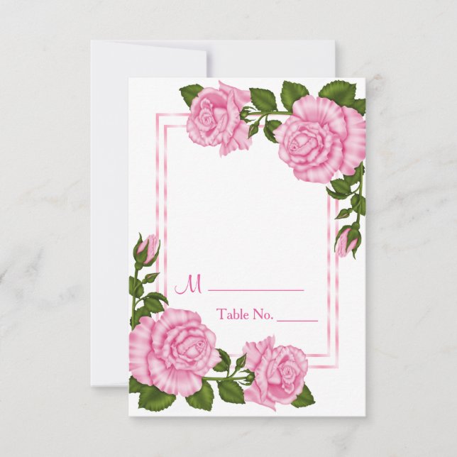 Jolis bouquets de coin roses pour numéro de table  (Devant)