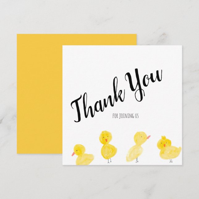 Jolis Canards Main Aquarelle Baby Shower Merci  (Devant / Derrière)