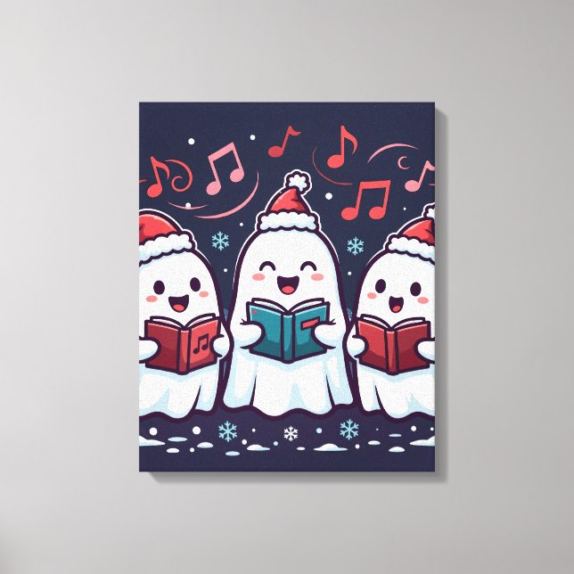 Jolis chanteurs fantômes d'Halloween sur toile (Recto)