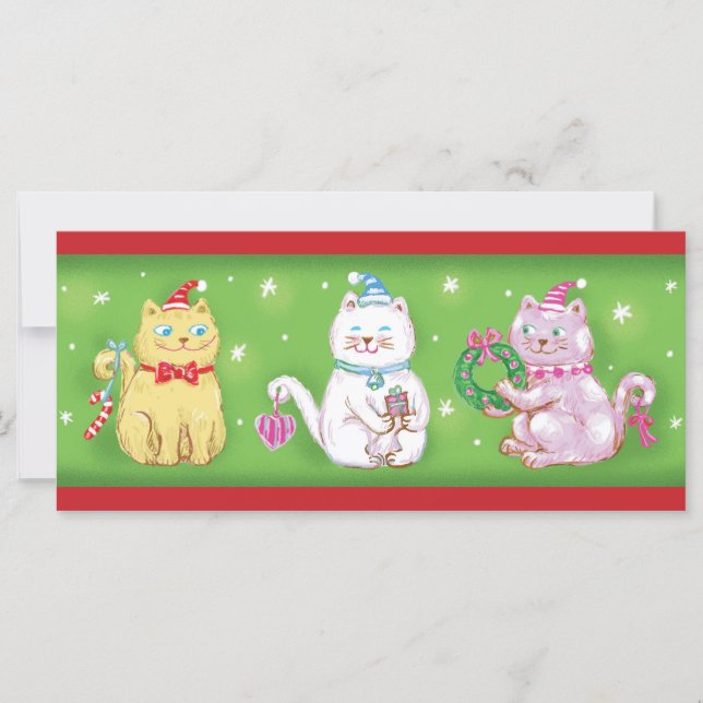 Jolis chats de dessin animé de Noël avec des chape (Devant)