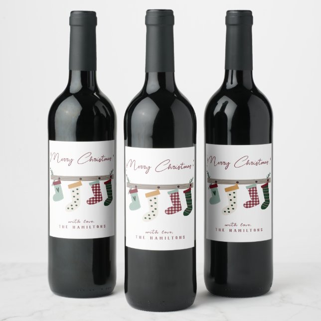 Jolis chaussons de Noël Autocollant rond classique (Bouteilles)