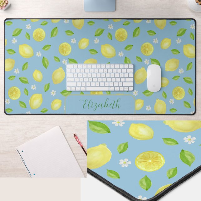 Jolis citrons aquarelle tapis de bureau sarcelle f (Créateur téléchargé)