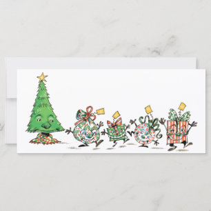 Jolis dessins animés de cadeaux de Noël dansants e