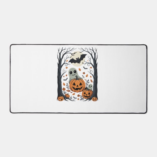 Jolis fantômes d'Halloween et forêt de citrouilles (Recto)