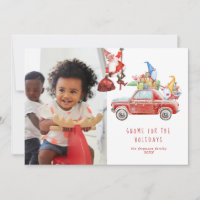 Jolis gnomes & Père Noël | Carte photo de vacances