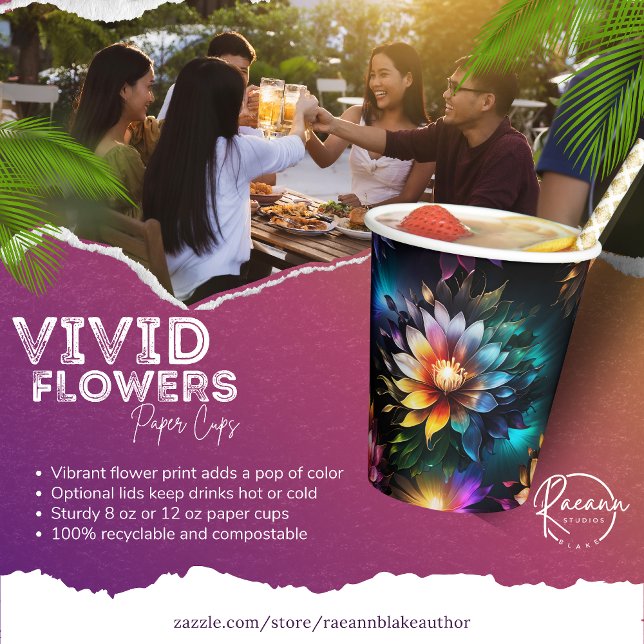 Jolis gobelets en papier Fleurs vives (Créateur téléchargé)