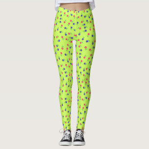 Jolis leggings à fleurs Chartreuse