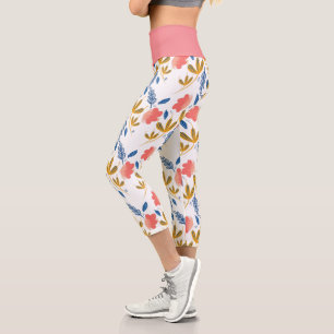 Jolis leggings capri floraux botaniques dessinés à