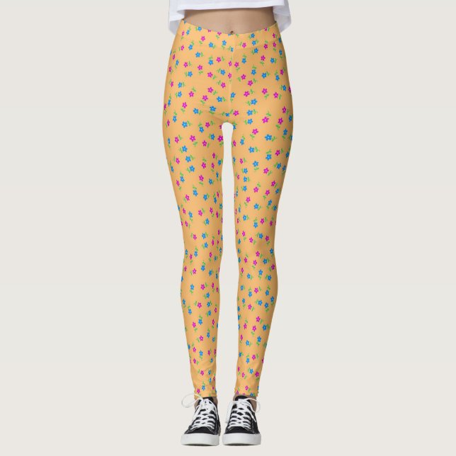 Jolis leggings de Fleurs Orange (Devant)