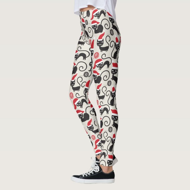 Jolis Leggings Imprimés Chatons de Noël (Gauche)
