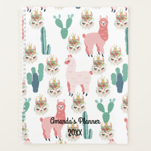 Jolis Llamas roses et Cactus vert