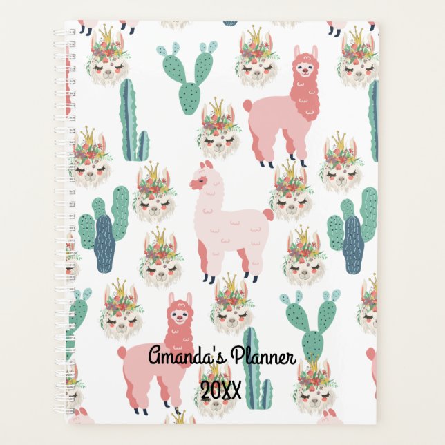 Jolis Llamas roses et Cactus vert (Devant)