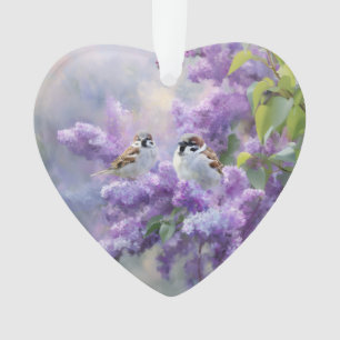 Jolis moineaux dans Ornement en acrylique en forme