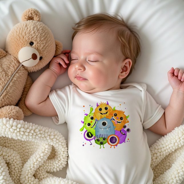 Jolis monstres bébé body aquarelle | Drôle  (Créateur téléchargé)