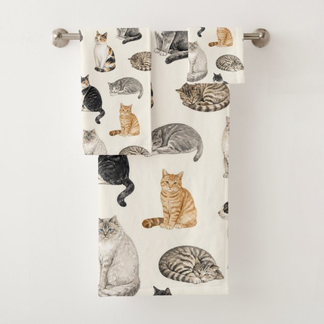 Jolis motifs de chats à l'aquarelle (En situation)