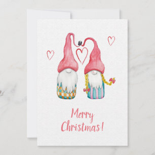 Jolis nains de Noël jumeaux Art aquarelle