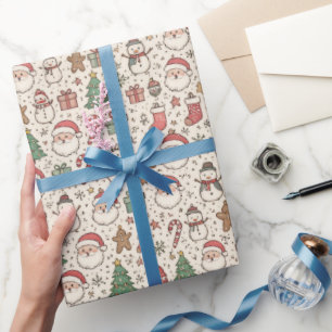 Jolis papiers cadeaux de Noël avec icônes