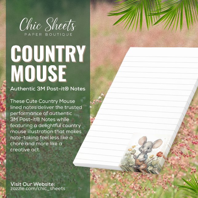 Jolis Post-it® Notes Lignés Souris de Campagne 3M (Créateur téléchargé)