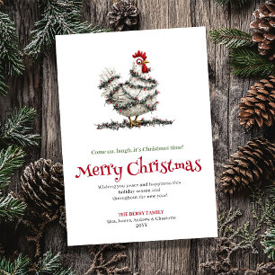 Jolis Poulets Carte de Vœux de Noël à l'Aquarelle