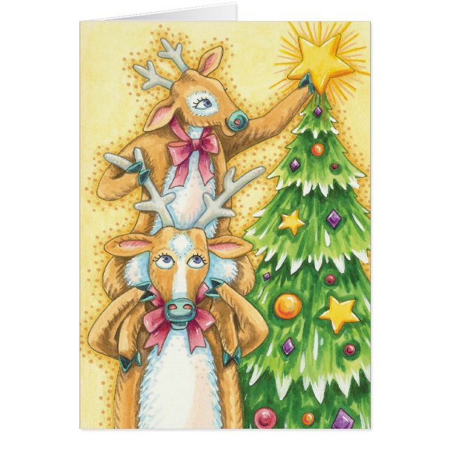 Jolis rennes de Noël avec une étoile d'arbre de No (Devant)