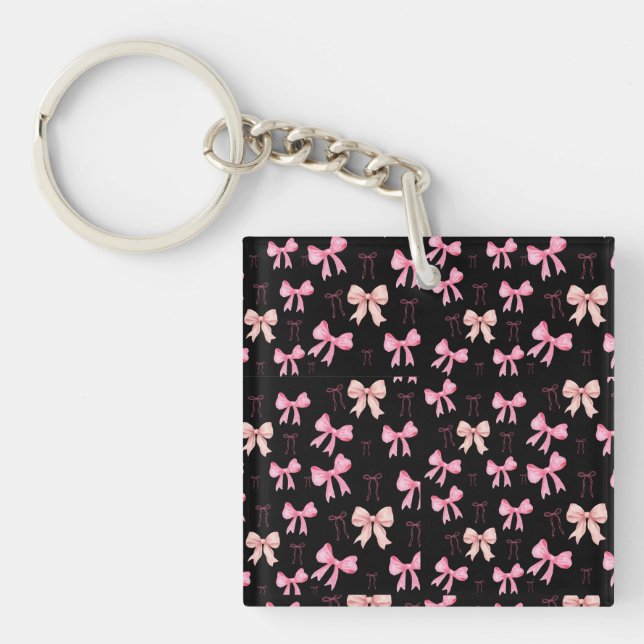 Jolis rubans roses sur un porte-clés promotionnel  (Devant)