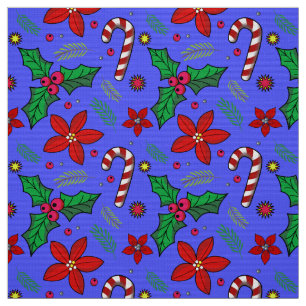 Jolly Christmas Poinsettia Holly tissu Sucre de ca