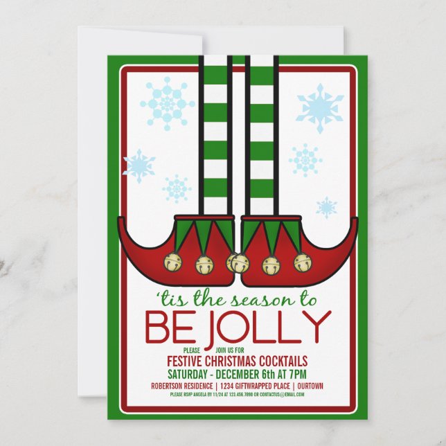 Jolly Elf Christmas Cocktail Party Invitation (Devant)