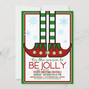 Jolly Elf Christmas Cocktail Party Invitation