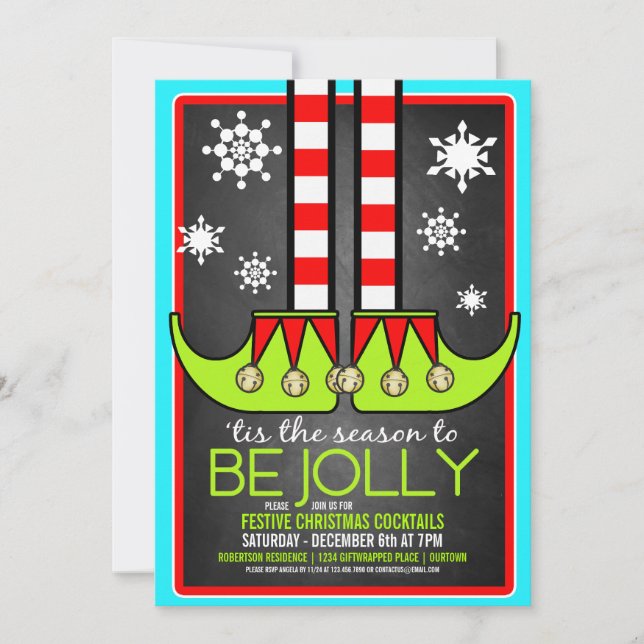 Jolly Elf Christmas Cocktail Party Invitation (Devant)