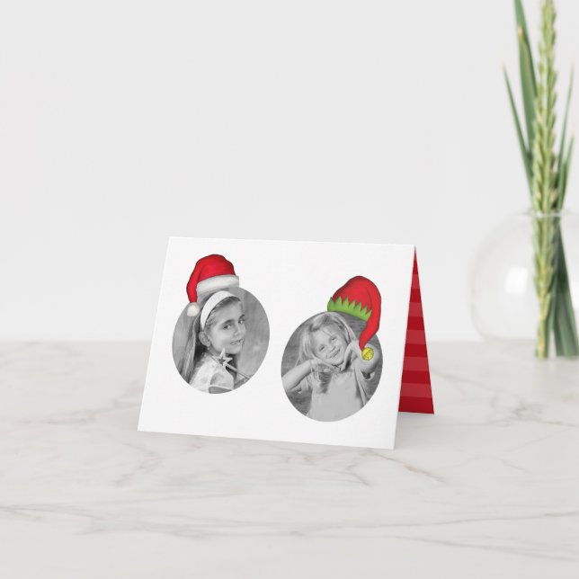 Jolly Elf Santa Claus Carte photo de Noël 2 Photo (Devant)