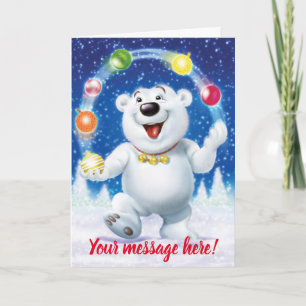 Jolly jongler avec l'ours polaire carte de Noël pe