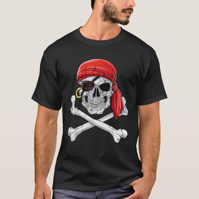 Jolly roger Drapeau Crâne Crossbones T-shirt Pirat (Devant)