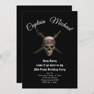 Jolly roger pirate anniversaire invitations