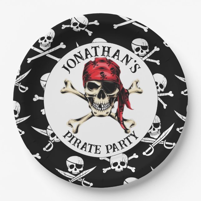 JOLLY ROGER  PIRATE Assiette en Papier (Devant)