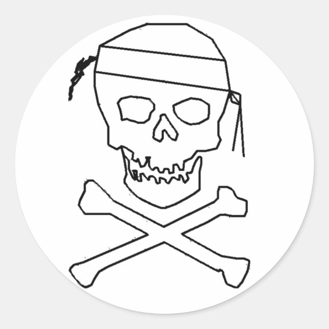 Jolly Roger Round Black on Transparent Sticker (Devant)