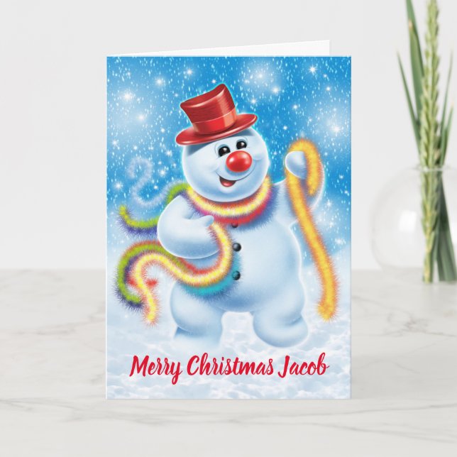 Jolly snowman carte de Noël personnalisée (Devant)