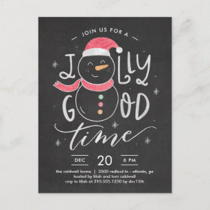Jolly Snowman Christmas Party Invitation Carte pos