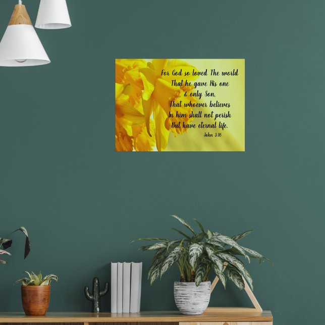Jonquille jaune affiche Jean 3:16 Car Dieu a tant  (Salon 1)