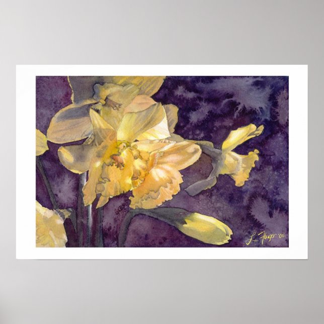 Jonquilles au Clair de Lune - Affiche Imprimée Aqu (Devant)