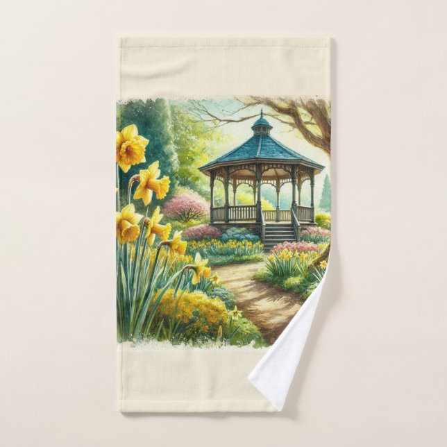 Jonquilles au printemps Serviette en toile peinte  (Serviette à main)