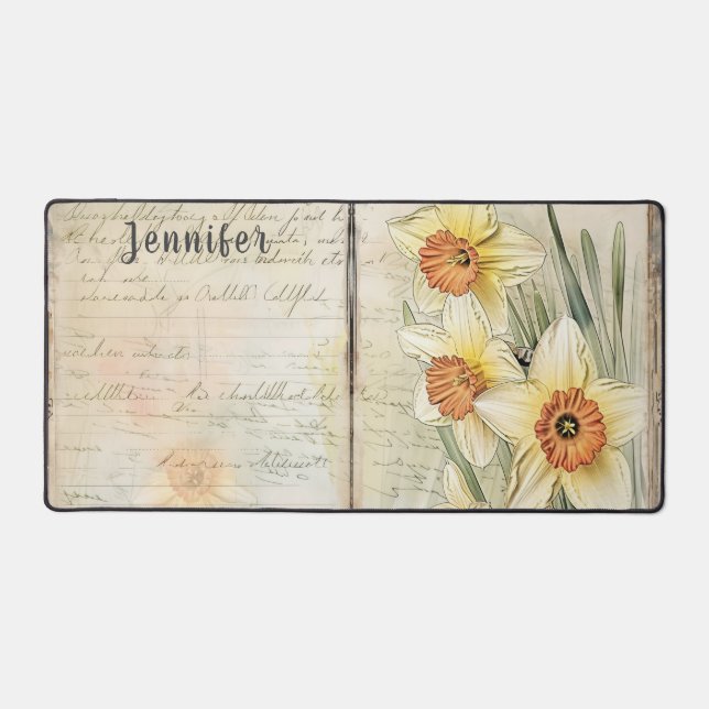 Jonquilles d'aspect vintage et script. Nom modifia (Recto)