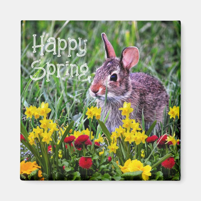 Jonquilles et Lapin Sauvage  Magnet (Devant)
