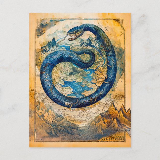 Jörmungandr le serpent du Midgard sur la carte du  (Devant)