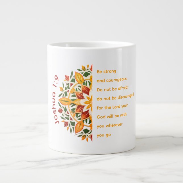 Joshua 1:9 Mandala Flower Jumbo Mug (Devant)