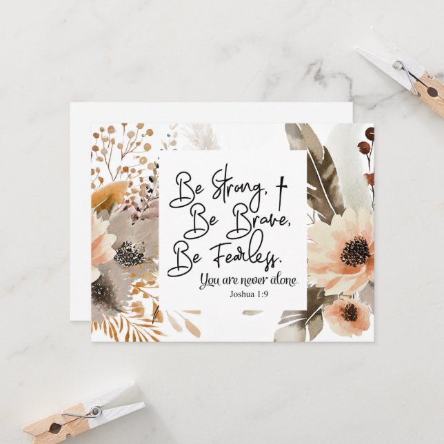 Joshua 1 9 Soyez fort Brave Bible Verse Carte Plat (Devant/Arrière en situation)