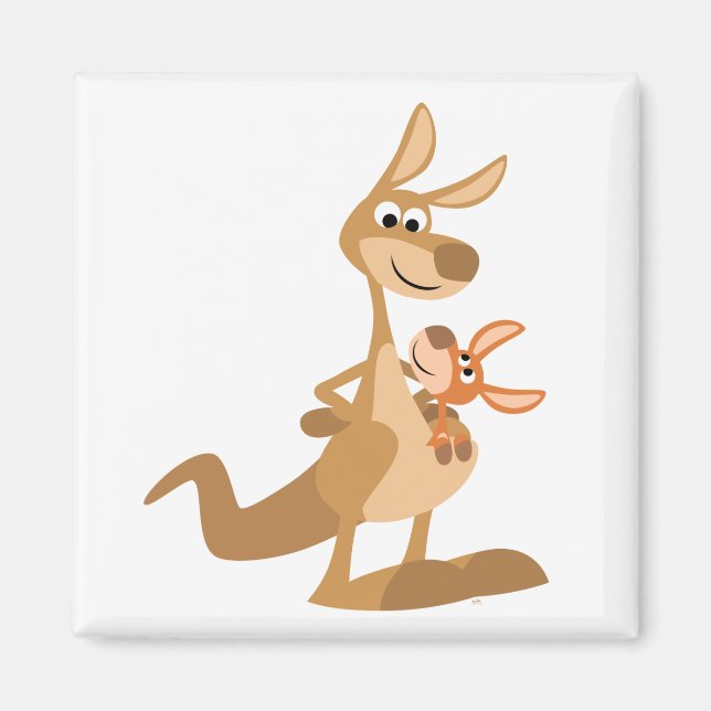 Jote Cartoon Kangaroo maman et Joey Magnet (Devant)
